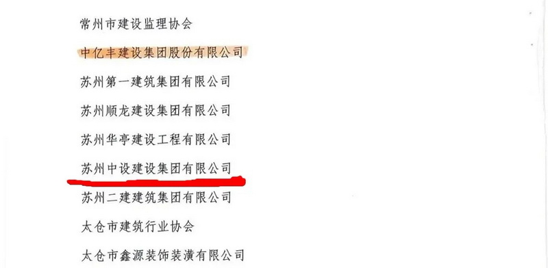 苏州7003全讯白菜网建设集团有限公司 受到省建筑业协会通报表彰