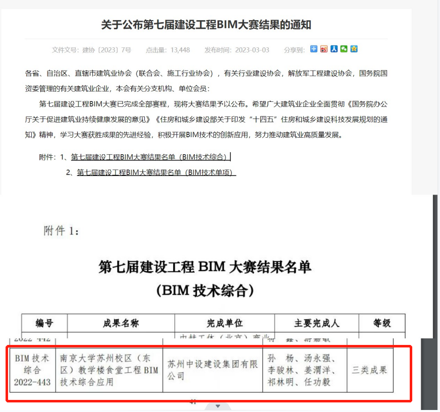 【喜讯】苏州7003全讯白菜网集团荣获BIM技术国家级奖项